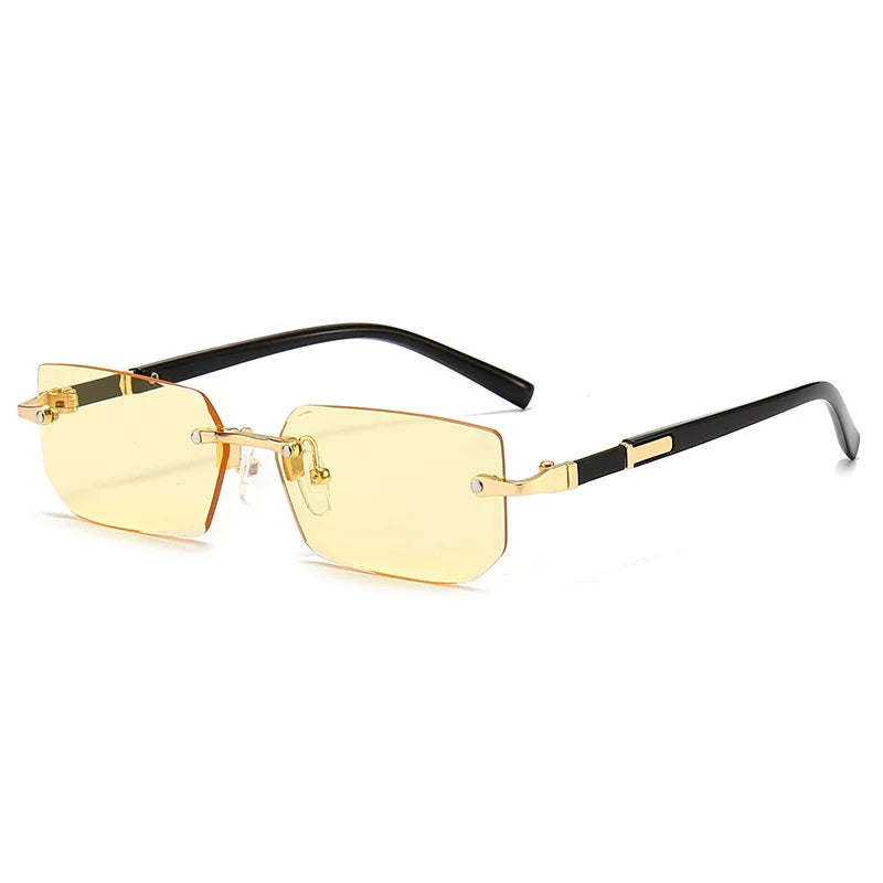 Rimless Rectangle Sunglasses – Unisex Small Square Fashion Shades