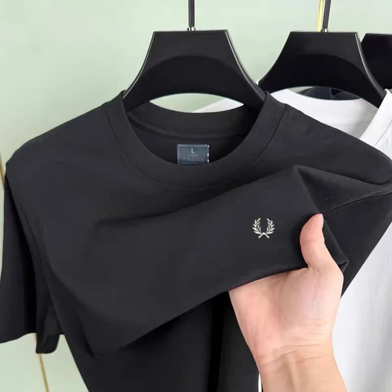 Men's Cotton Seamless T-shirt – Summer Luxury Embroidered Top