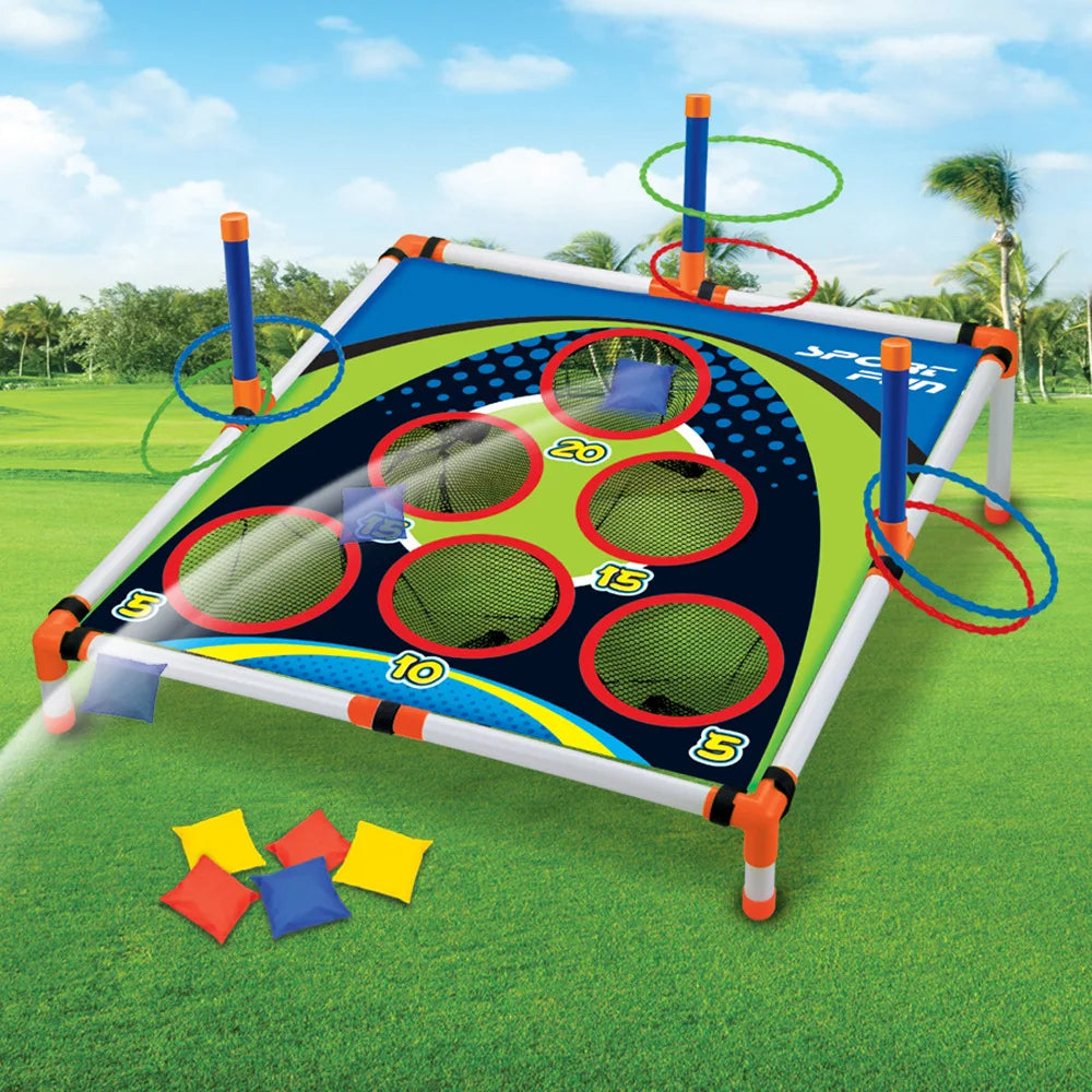 Portable Cornhole Ring Toss Board Set – Outdoor Yard Game for Kids & Adults