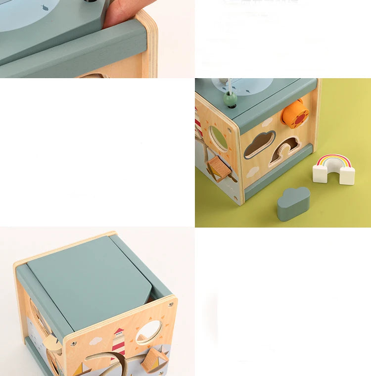 5-in-1 Montessori Wooden Activity Cube – Baby Learning & Educational Toy