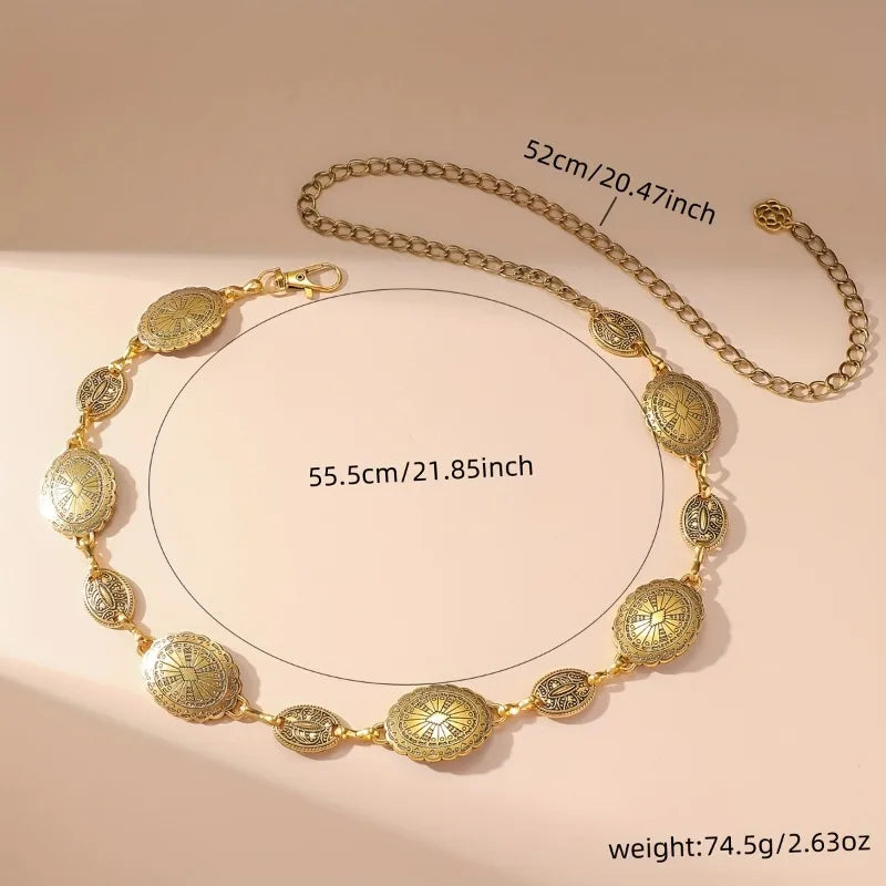 Vintage-Style Oval Waist Chain Body Jewelry