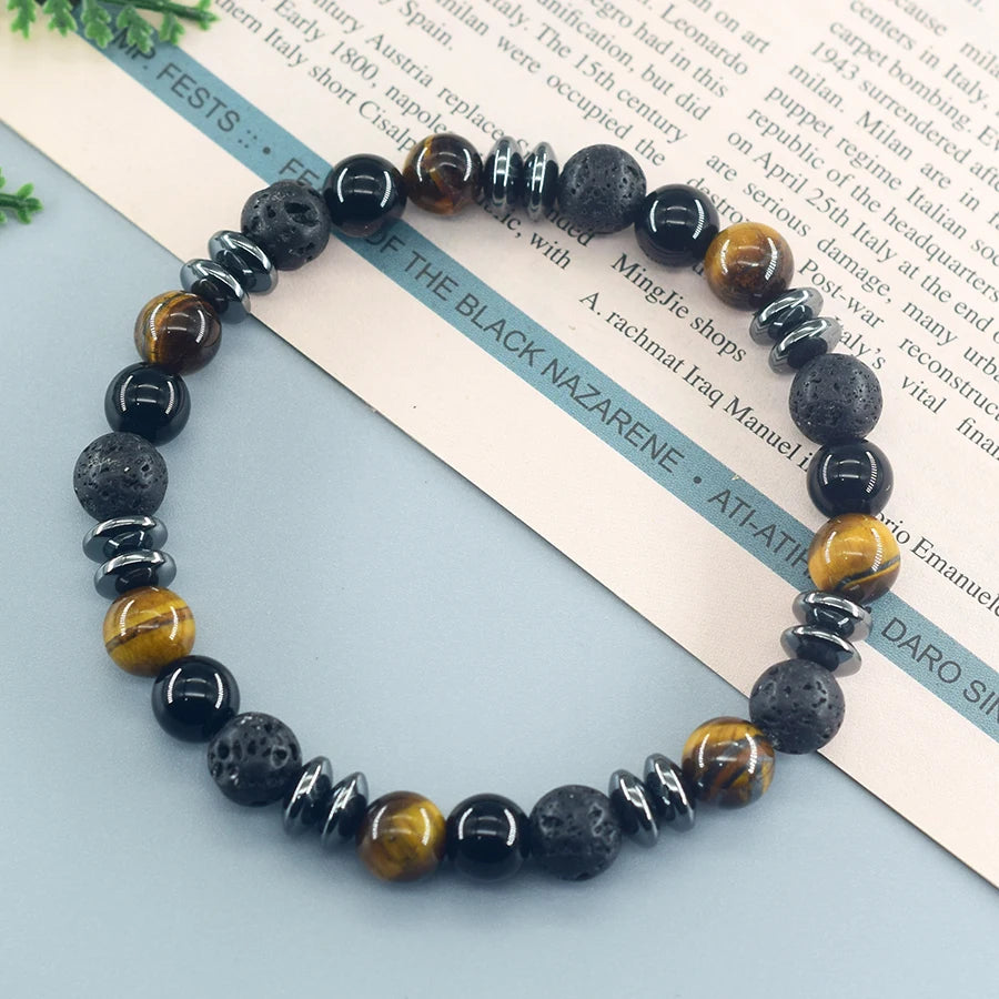 Natural Tiger Eye Bead Bracelet – Wealth & Prosperity Jewelry for Men