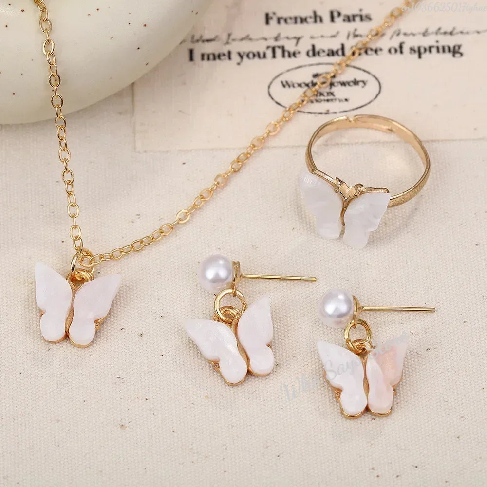 Butterfly Crystal Jewelry Set (4-Piece)