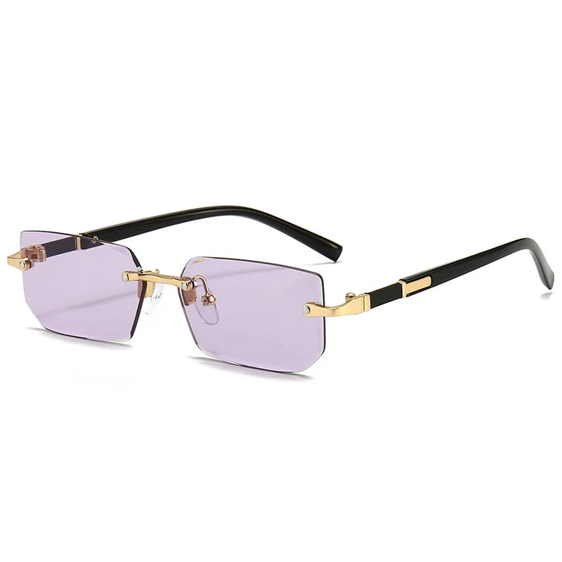 Rimless Rectangle Sunglasses – Unisex Small Square Fashion Shades