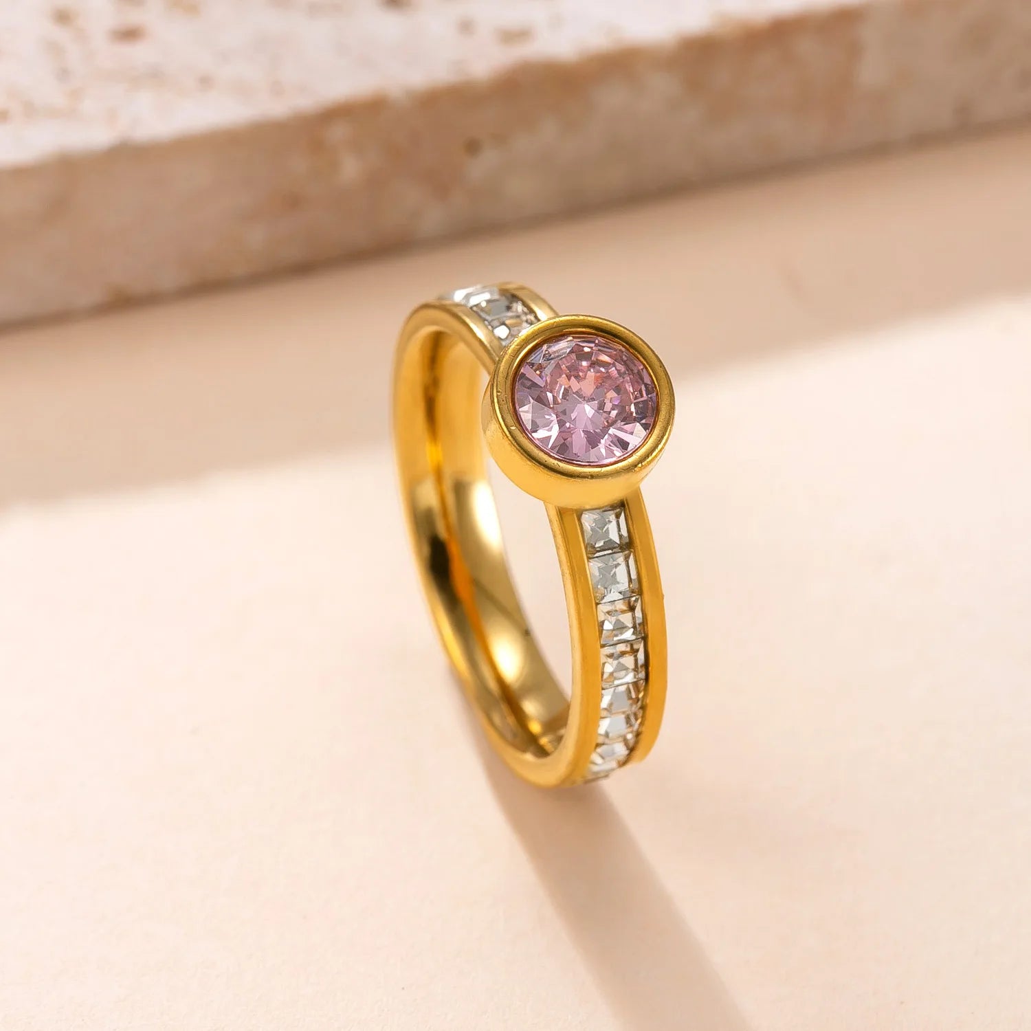 Luxury Zircon Ring for Women – 316L Stainless Steel Fashion Finger Jewelry