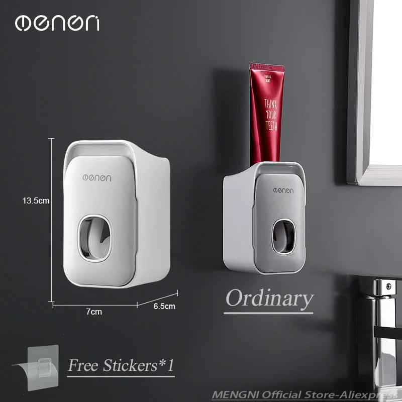 Automatic Toothpaste Dispenser & Toothbrush Holder — Wall-Mounted, No-Drill
