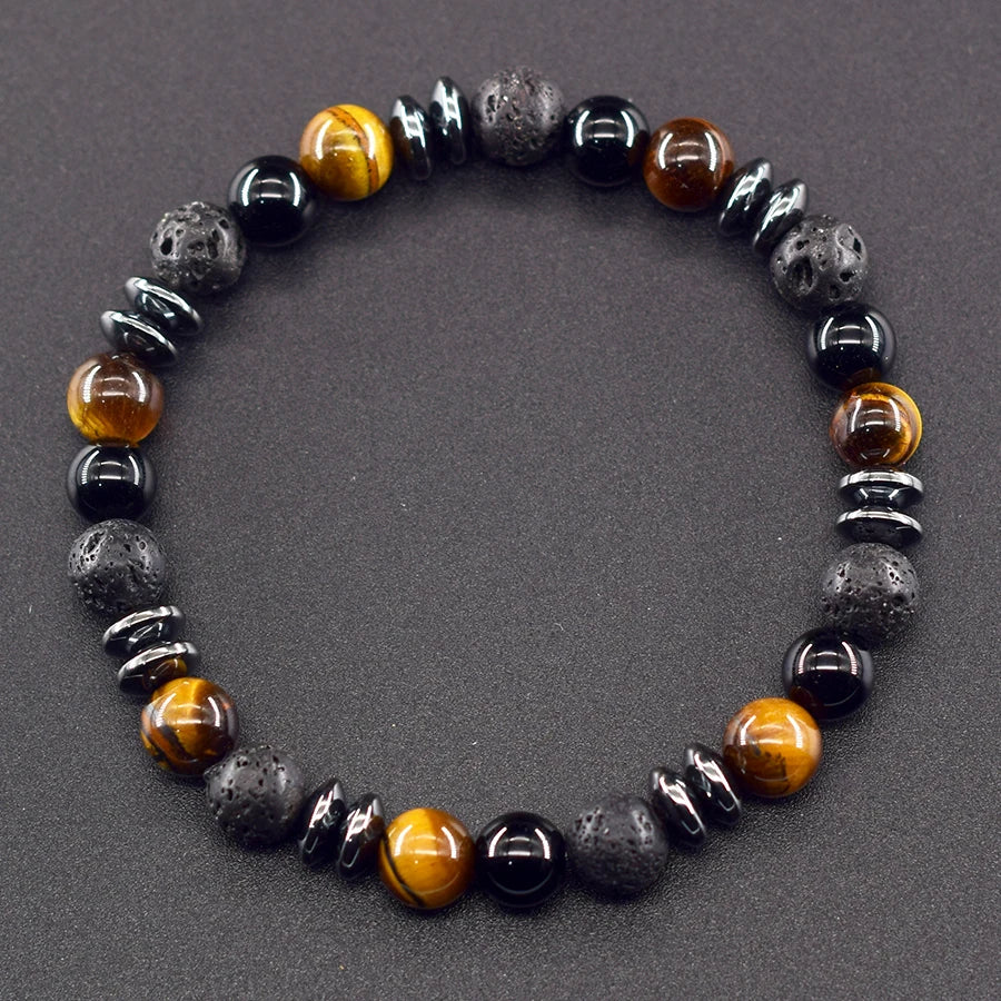 Natural Tiger Eye Bead Bracelet – Wealth & Prosperity Jewelry for Men