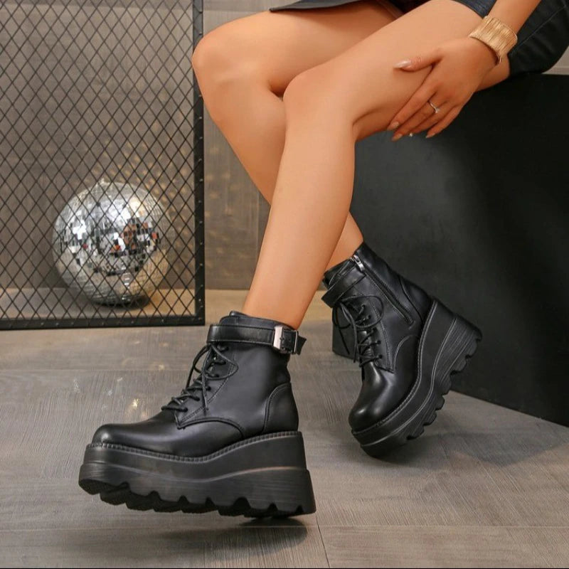 Women’s Rock Boots – Gothic Punk Style with Metal Details