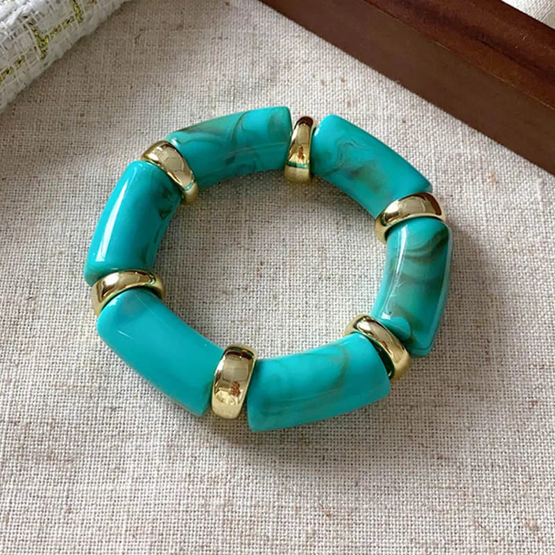 Fashion Resin Tube Bracelet – Stretch Strand Bangle for Women