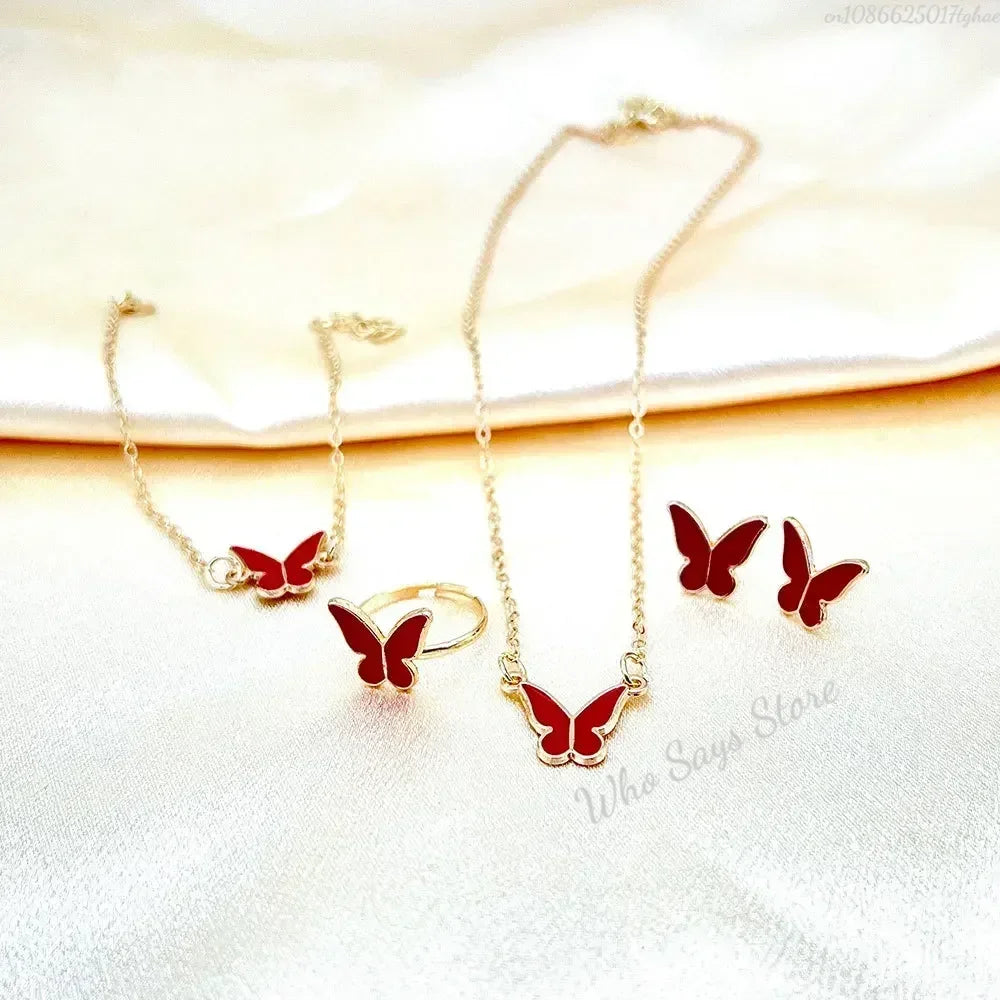 Butterfly Crystal Jewelry Set (4-Piece)