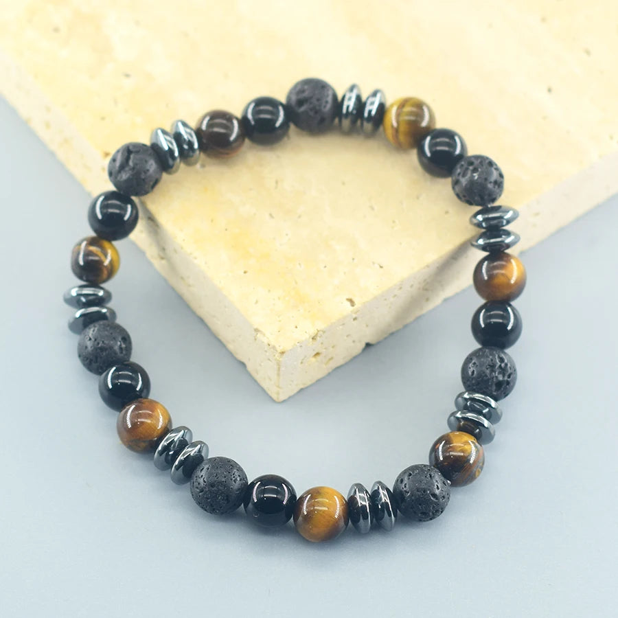 Natural Tiger Eye Bead Bracelet – Wealth & Prosperity Jewelry for Men
