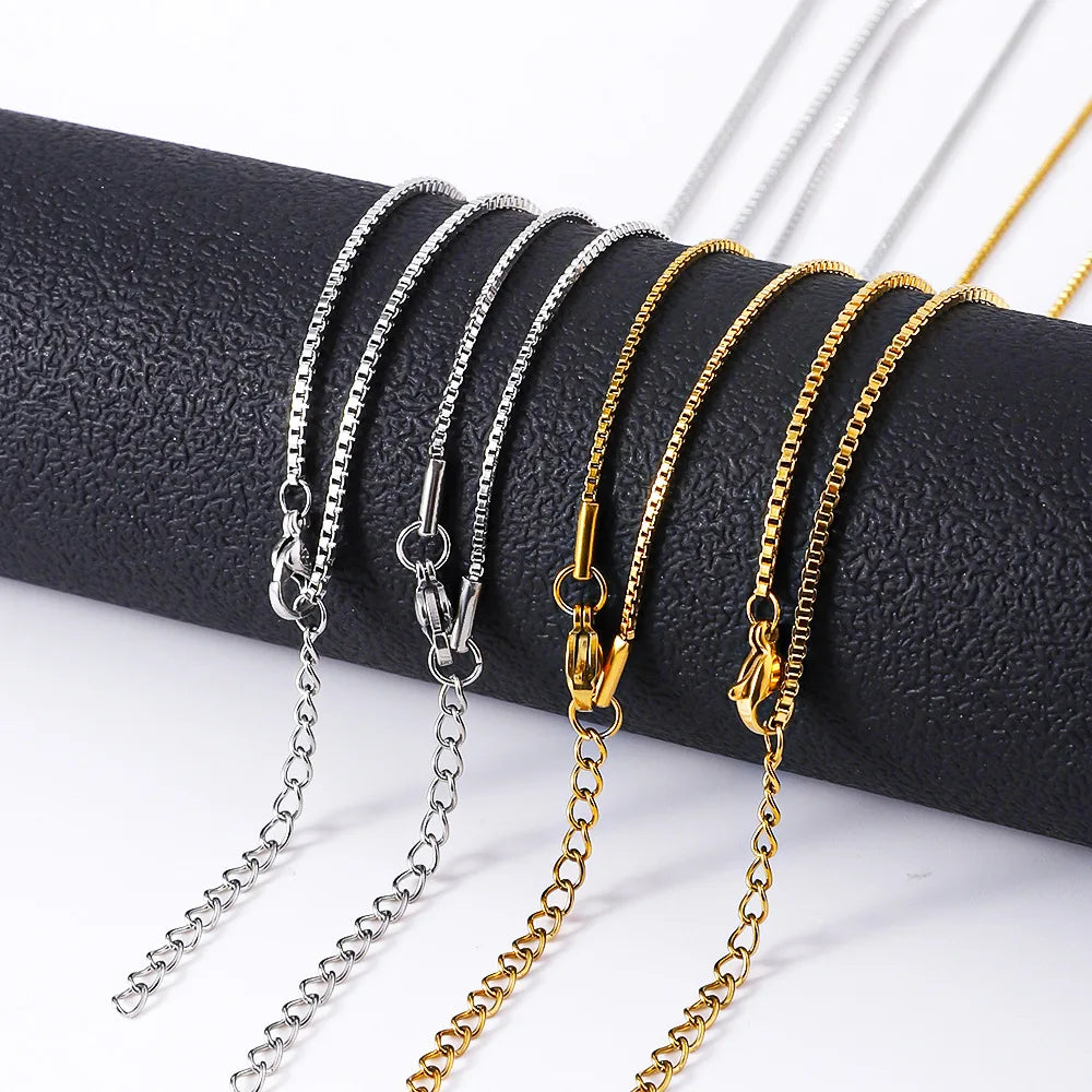 1.2mm Gold Box Chain Necklace – Stainless Steel