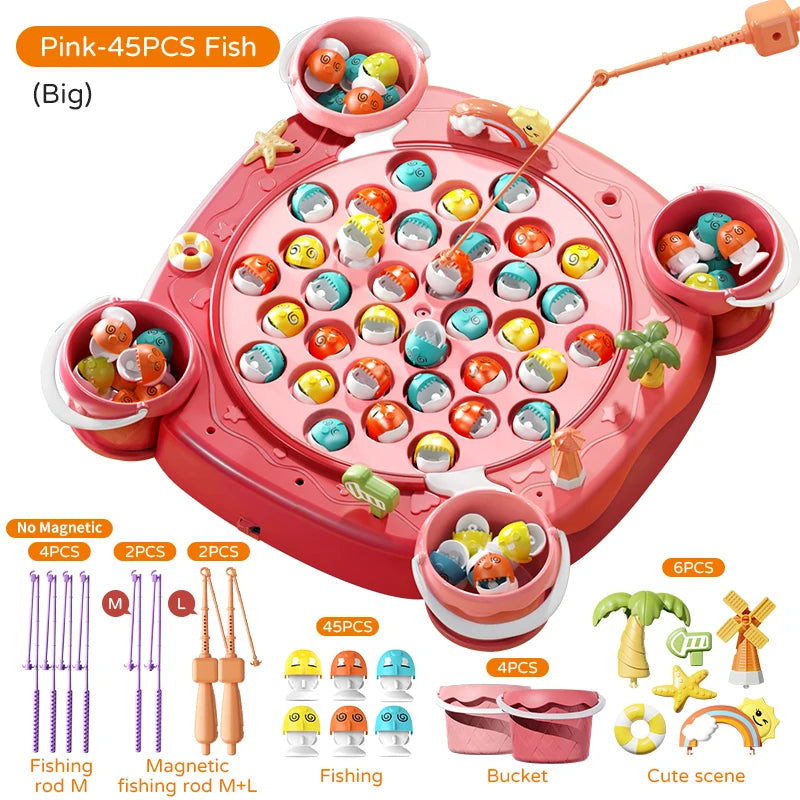 Magnetic Fishing Game Toy – Electric Spinning Playset with Music for Kids 3+