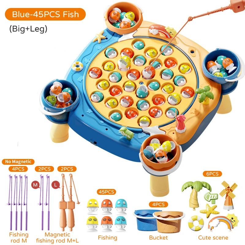 Magnetic Fishing Game Toy – Electric Spinning Playset with Music for Kids 3+