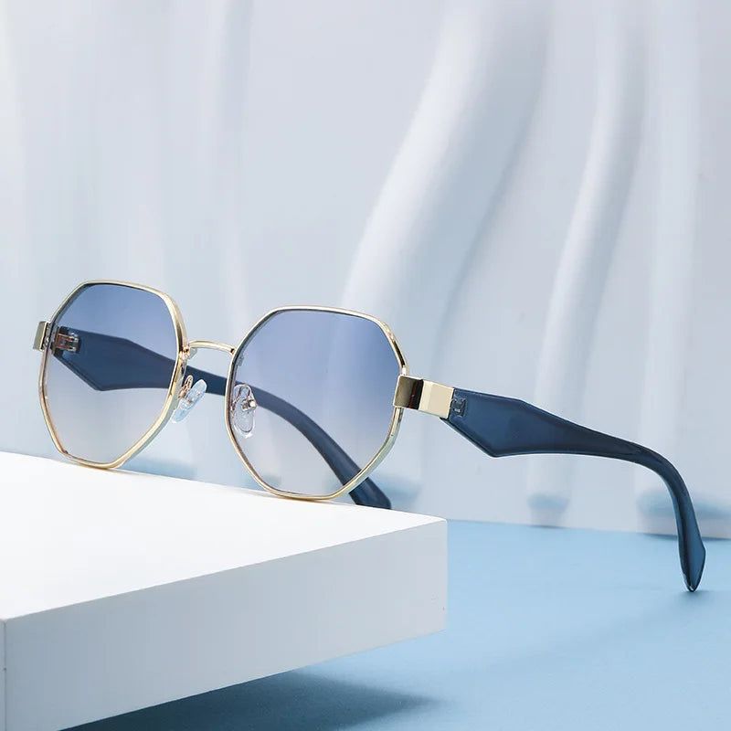 Luxury Retro Polygon Sunglasses – Unisex Metal Frames, Fashion UV400 Shades