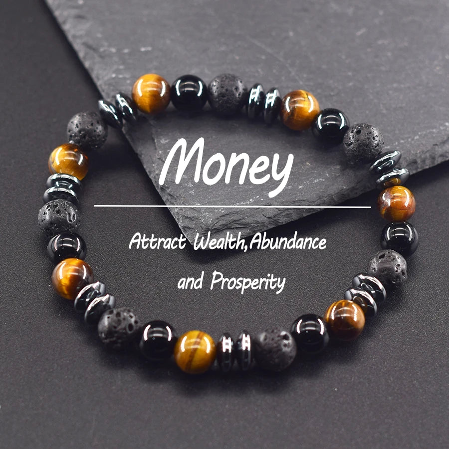 Natural Tiger Eye Bead Bracelet – Wealth & Prosperity Jewelry for Men