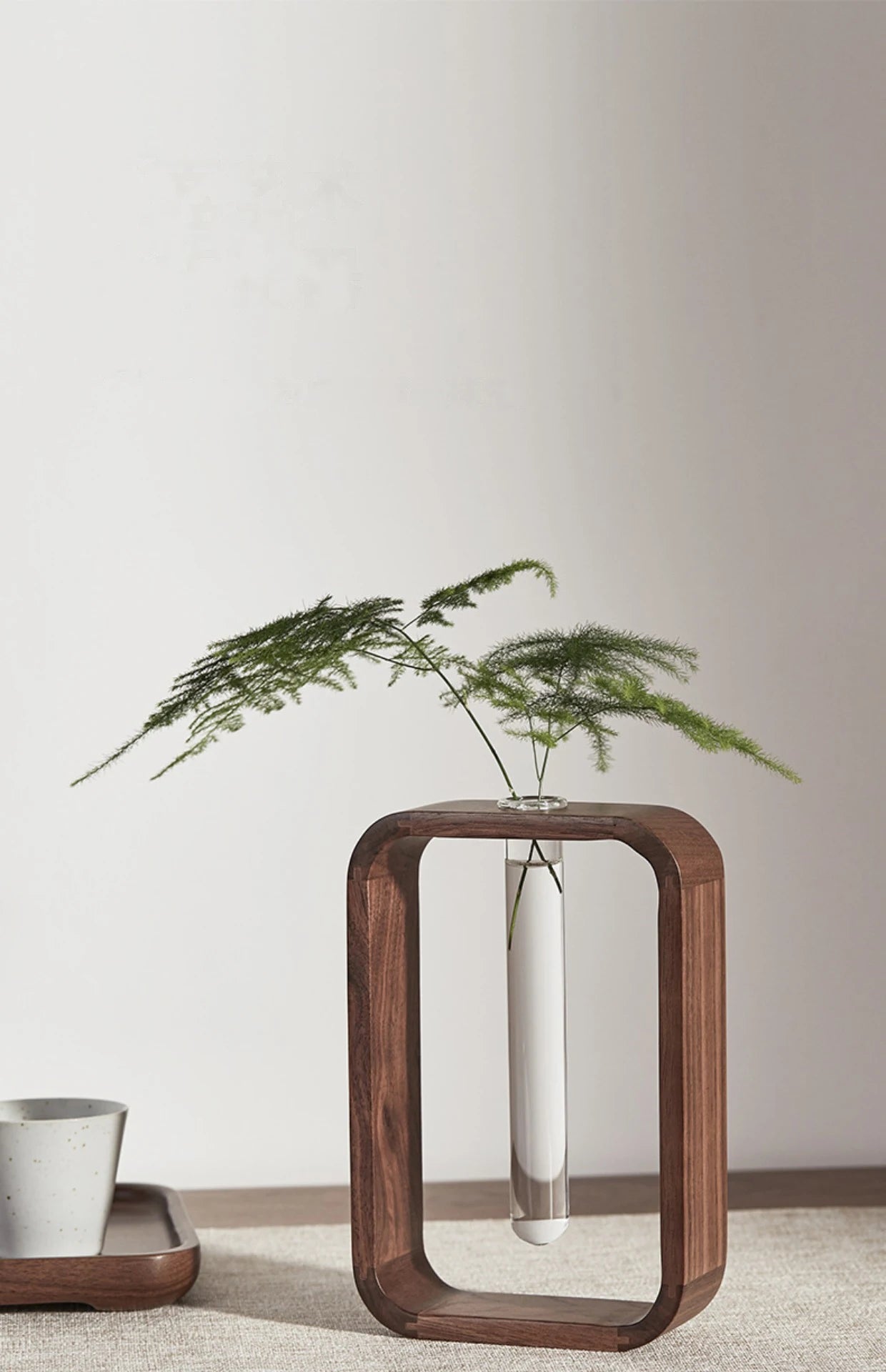 Rectangular Solid Wood Hydroponic Vase – Minimalist Tabletop Planter