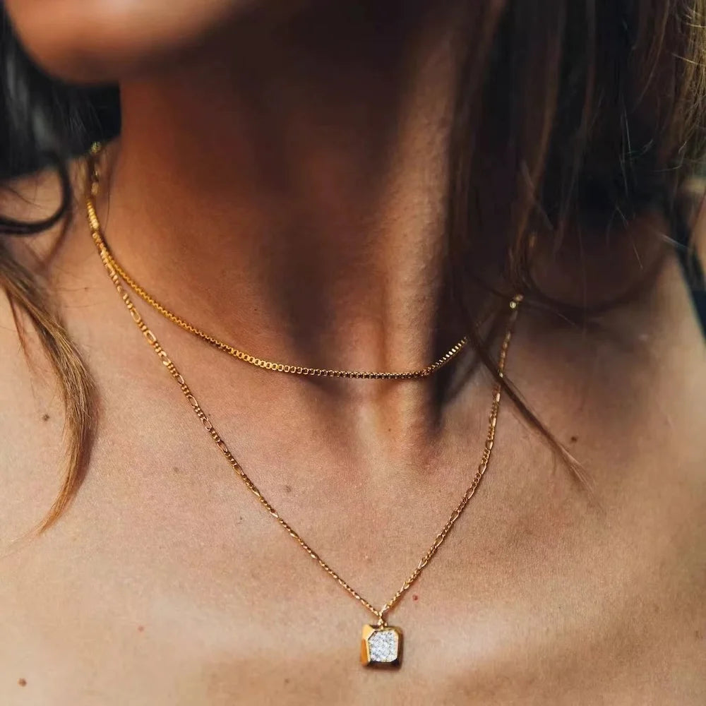1.2mm Gold Box Chain Necklace – Stainless Steel