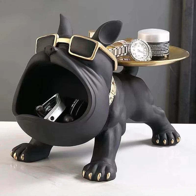 30cm Bulldog Resin Tray Statue
