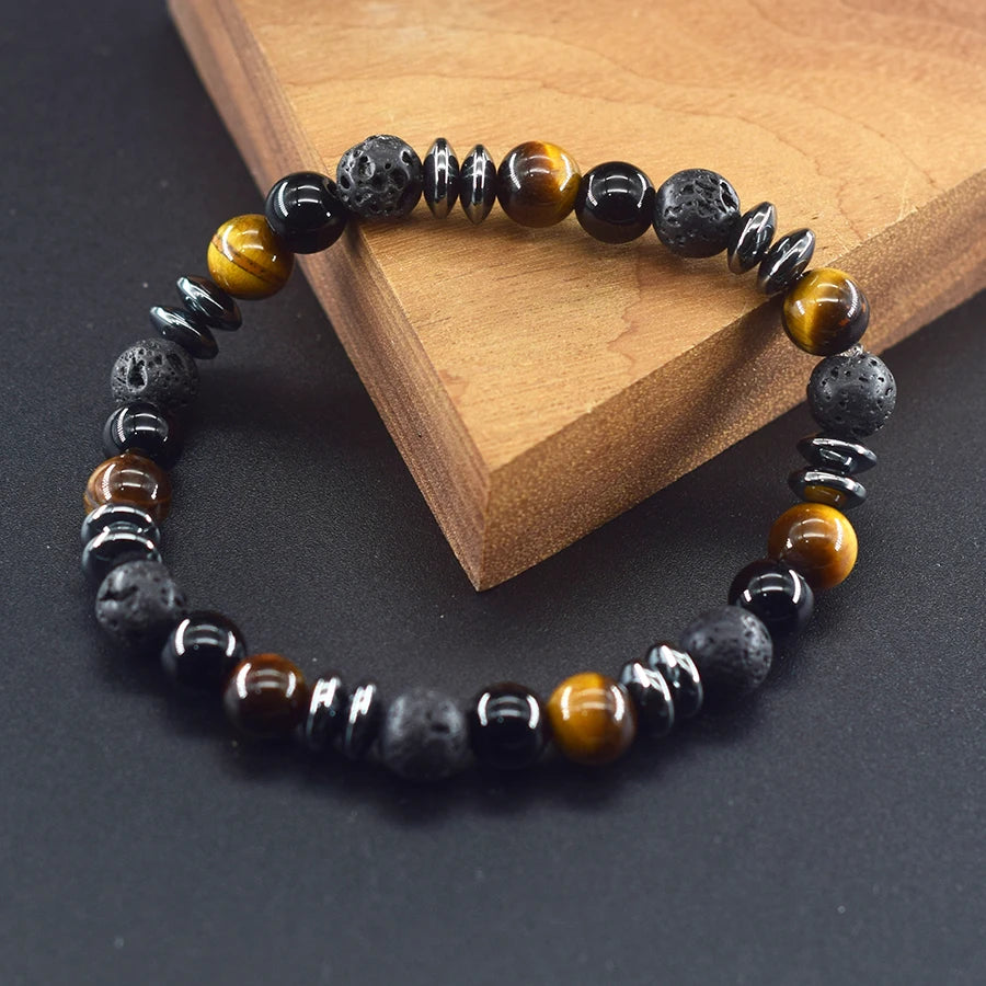 Natural Tiger Eye Bead Bracelet – Wealth & Prosperity Jewelry for Men
