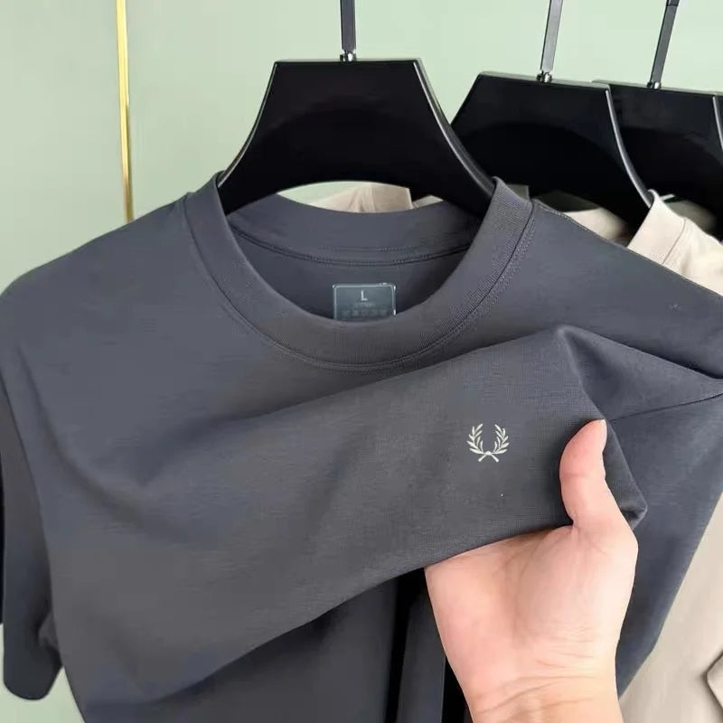 Men's Cotton Seamless T-shirt – Summer Luxury Embroidered Top
