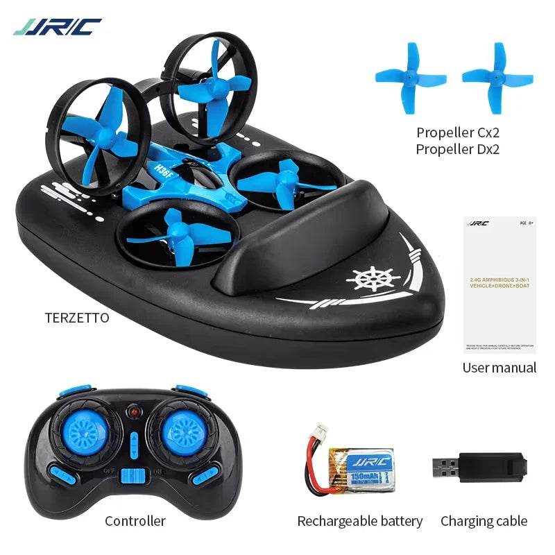 JJRC H36F 3-in-1 RC Drone Air, Boat & Land Mode – Kids Quadcopter Toy