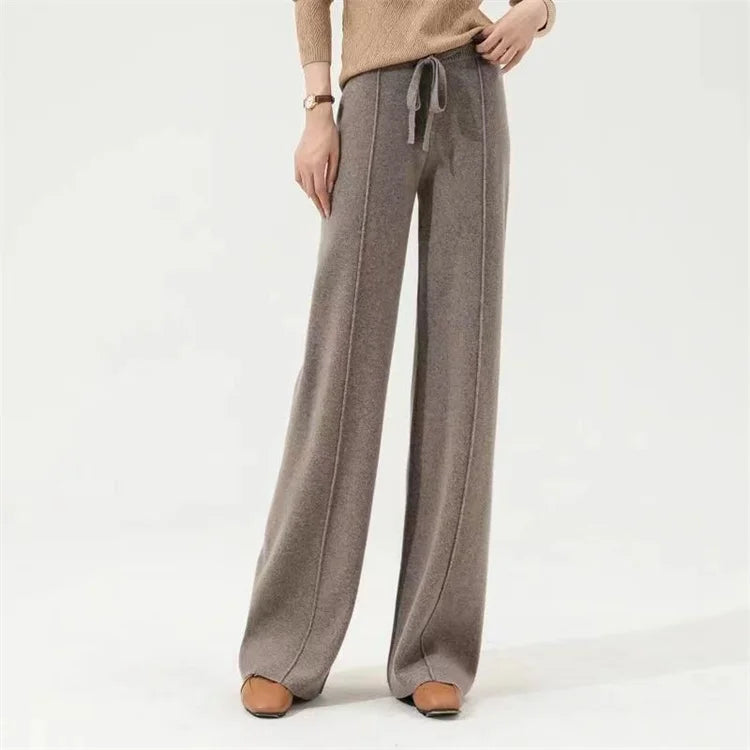 100% Wool Wide-Leg Pants