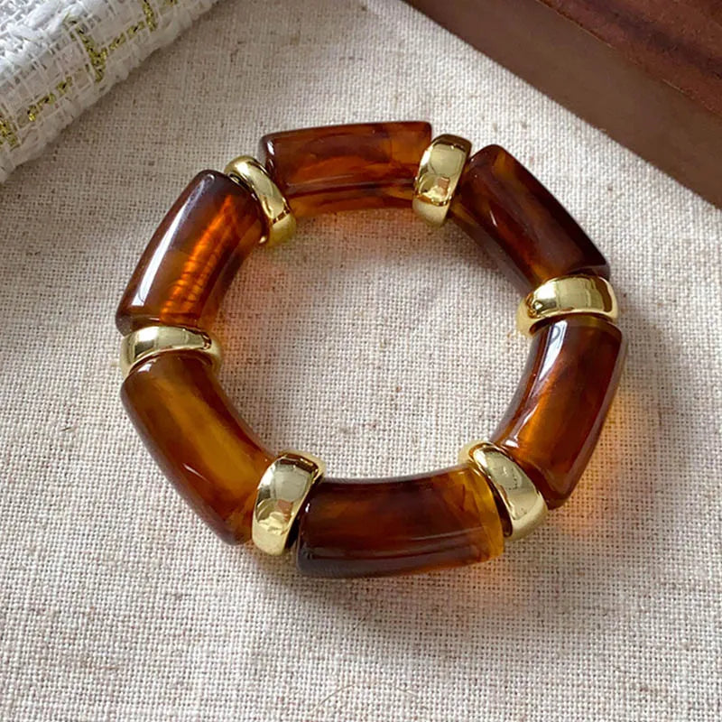 Fashion Resin Tube Bracelet – Stretch Strand Bangle for Women