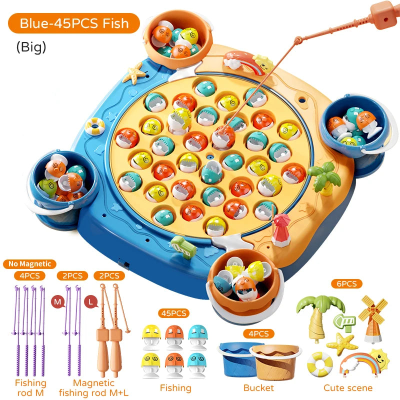 Magnetic Fishing Game Toy – Electric Spinning Playset with Music for Kids 3+